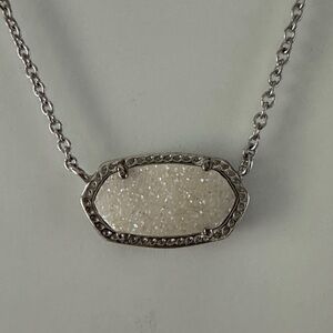 Kendra Scott Elisa White Drusy Silver Plated Pendant Necklace